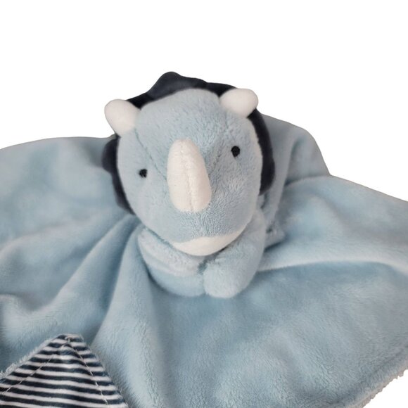 Carter's Lovey Hugging Dinosaur Triceratops Blue 12" Striped Gray Plush 2020 - Picture 2 of 11